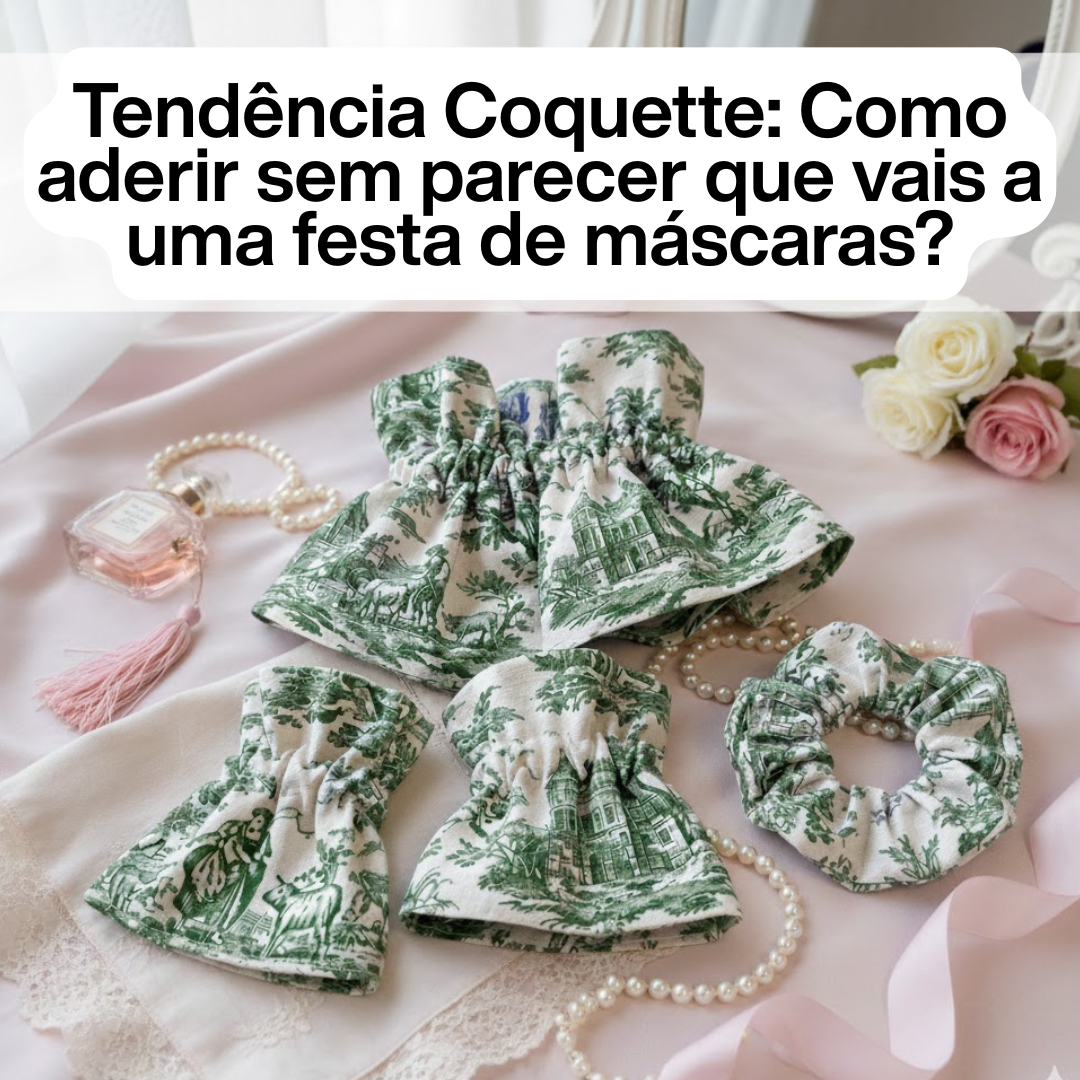 Conjunto de gola e punhos na Tendência Coquette Toile Jouy 2026