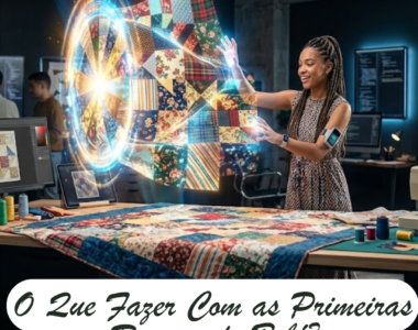 Ideia de o que fazer com as primeiras roupas do bebé: uma manta de memória feita de retalhos coloridos.